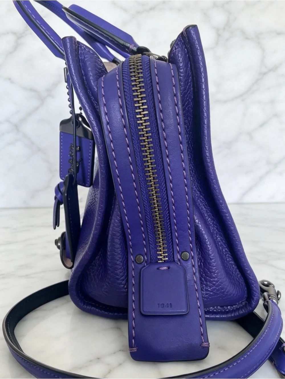 Coach 1941 Disney Rogue Purple Leather Shoulder Bag Collab Rare HTF